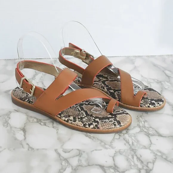 Crown Vintage Aaliyah Leather Sandal Brown Size 6.5 M - Picture 2 of 7